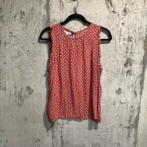 Maurices Coral Polka Dot Sleeveless Blouse